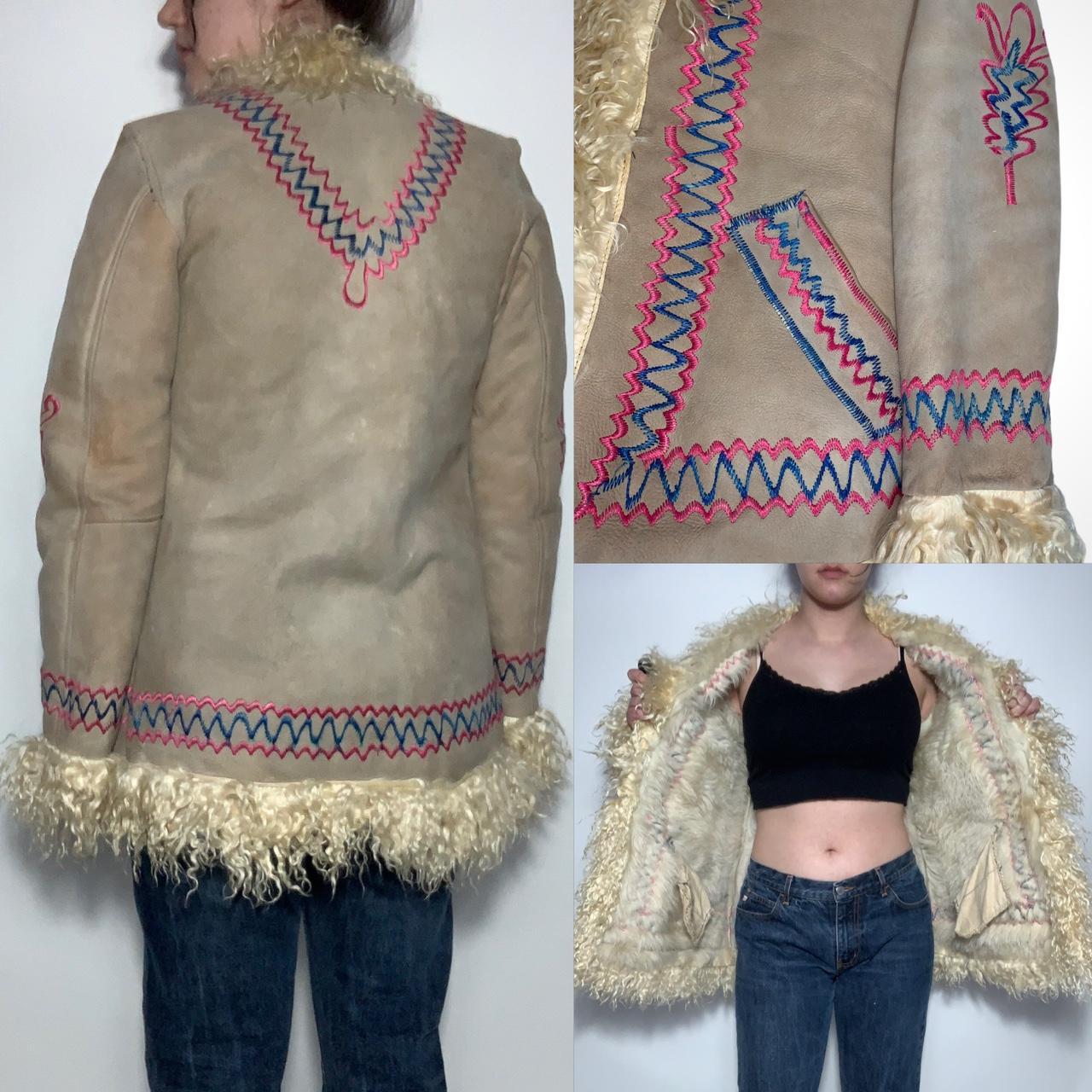 Genuine vintage 70s deadstock curly fur and real suede Afghan Penny Lane coat
