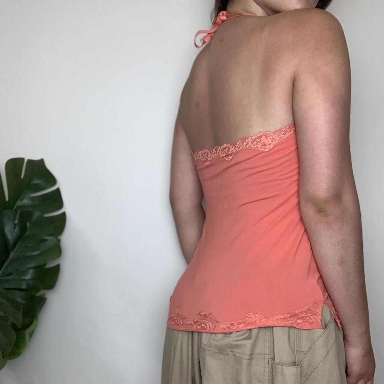 HOLIDAY HEATWAVE 🌴 Orange lace trim true vintage y2k halter neck top