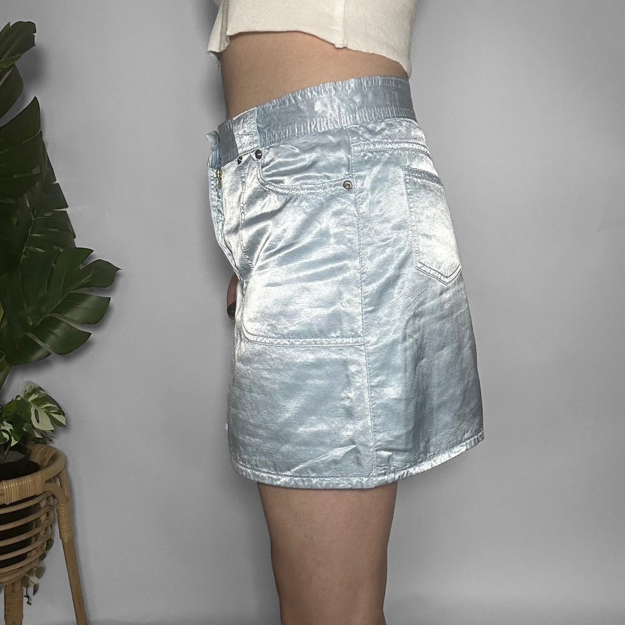 Vintage y2k shiny metallic blue mini skirt