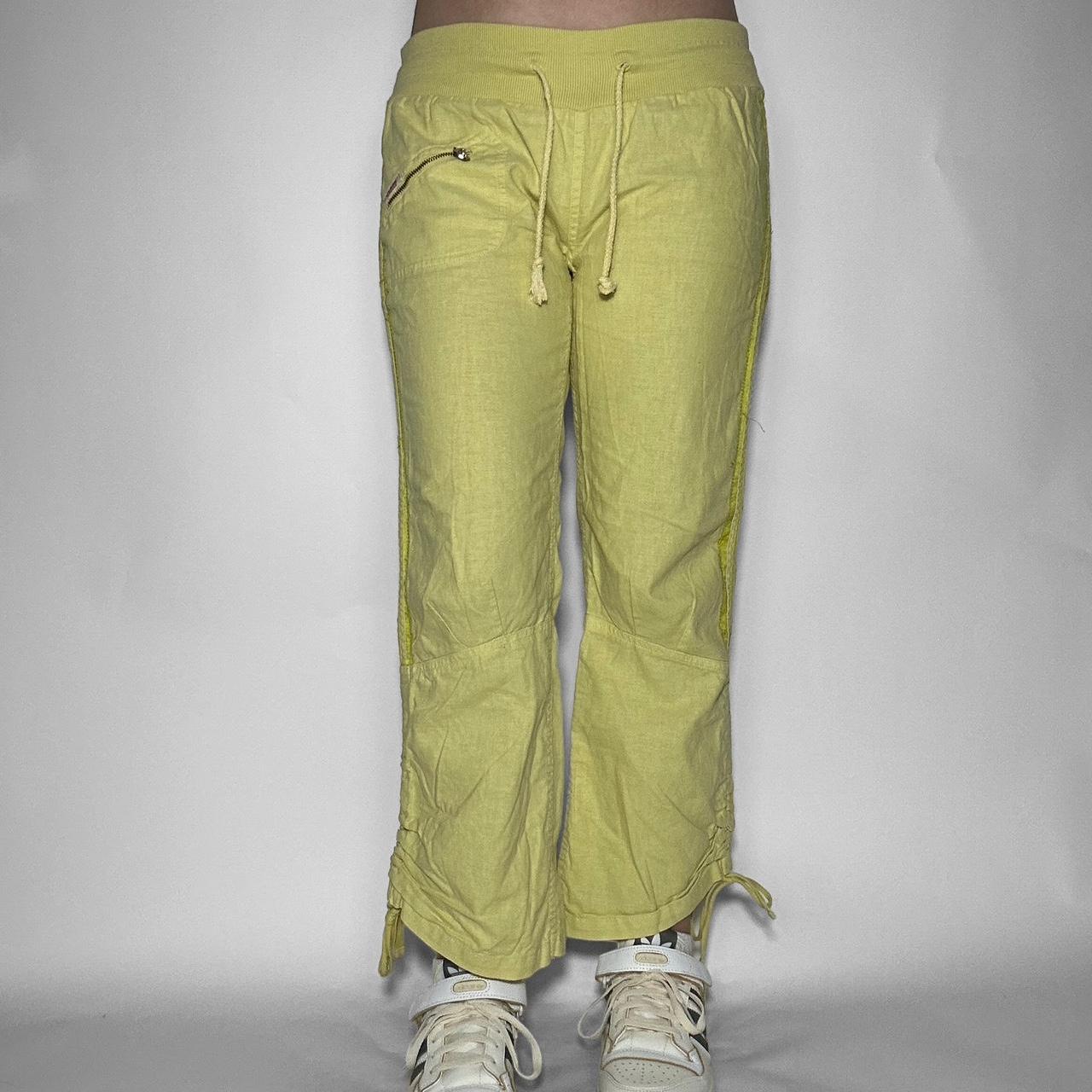 Vintage Y2k Guess drawstring green linen trousers