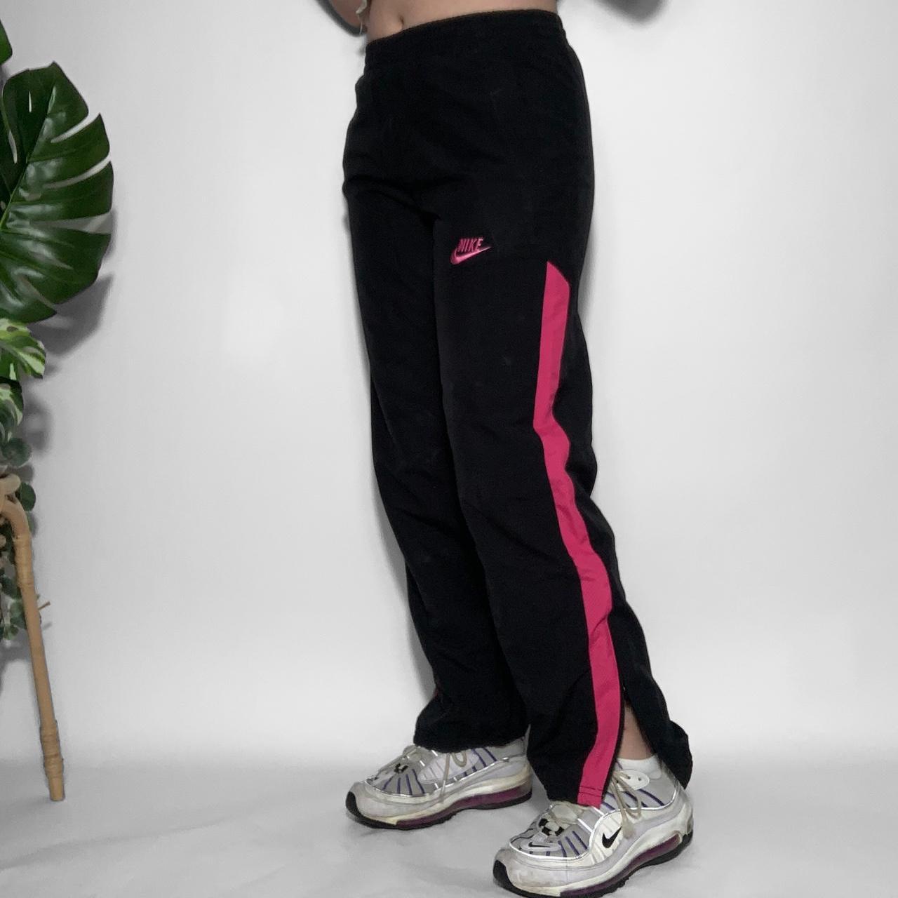 Vintage y2k Nike black and hot pink baggy track pants