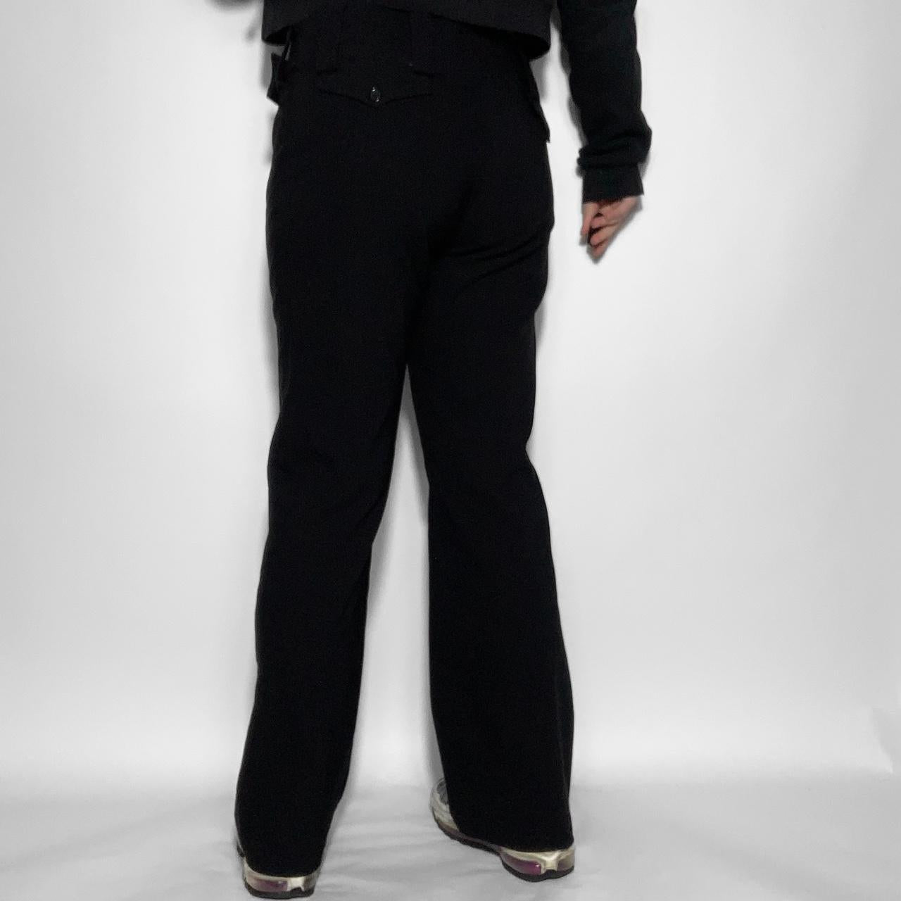 Vintage y2k black flares with chunky attached belt