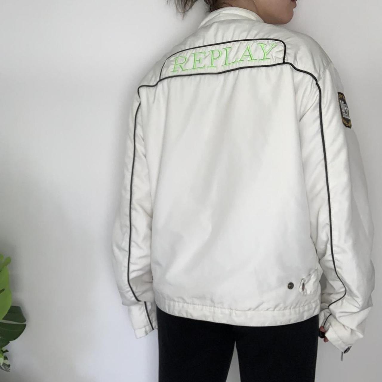 Vintage 90s Replay white zip-up racing jacket