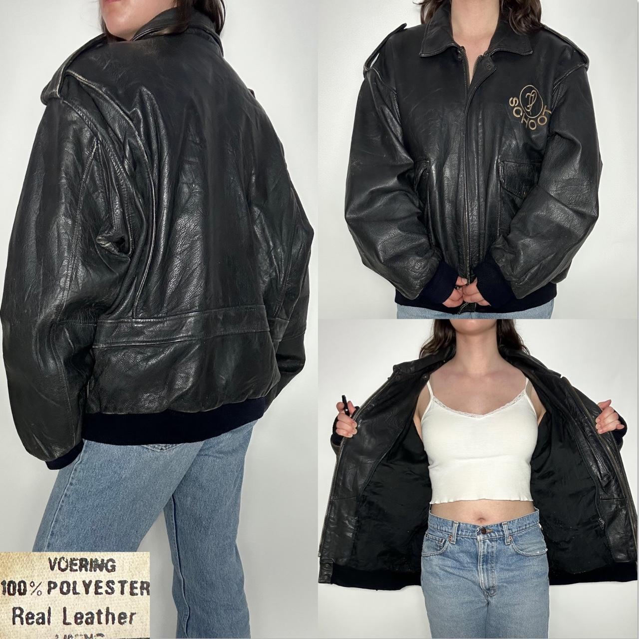 Vintage 90s leather bomber flying jacket