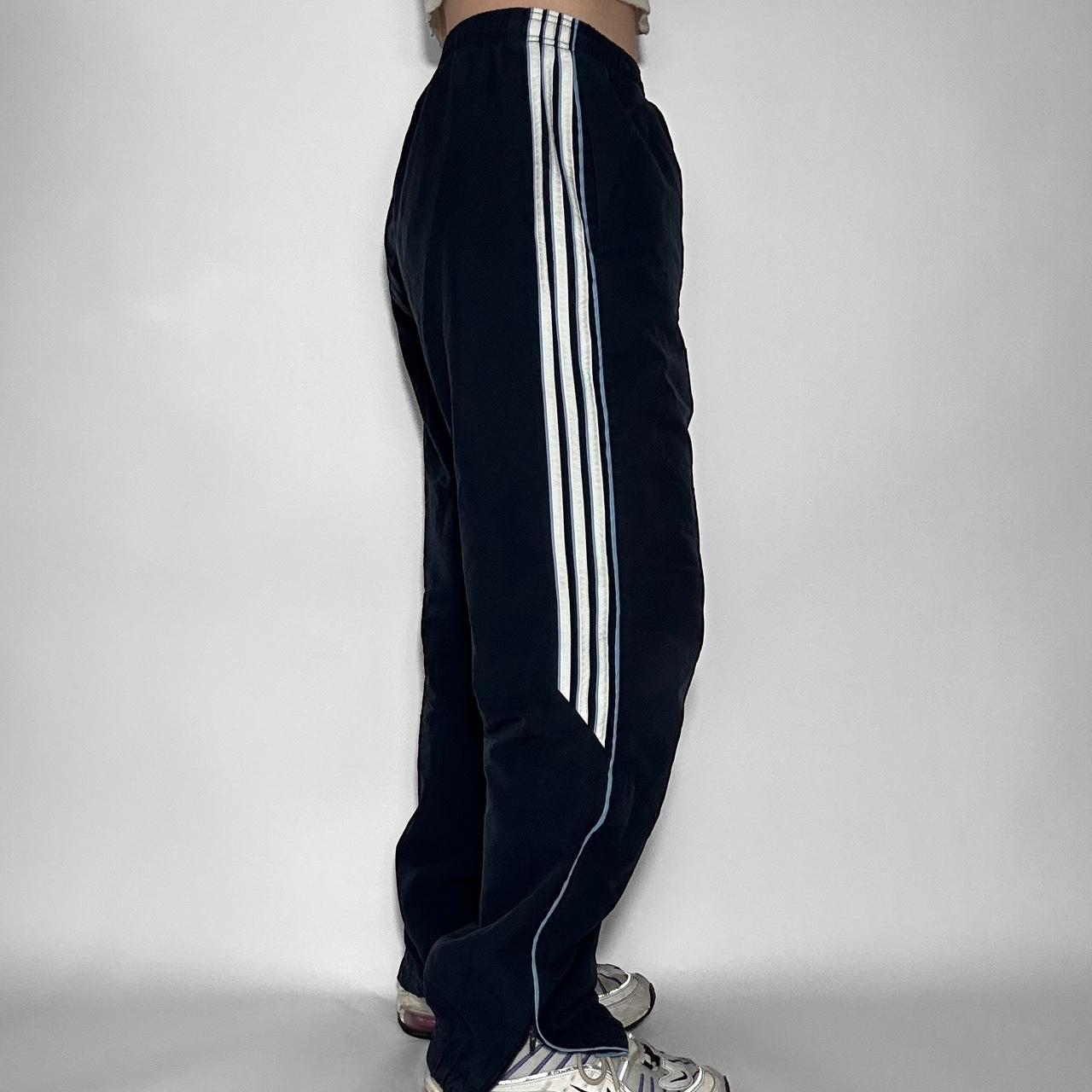 Vintage Adidas Track Pants XL Navy Blue White Stripes Polyester Lined Baggy  Y2K