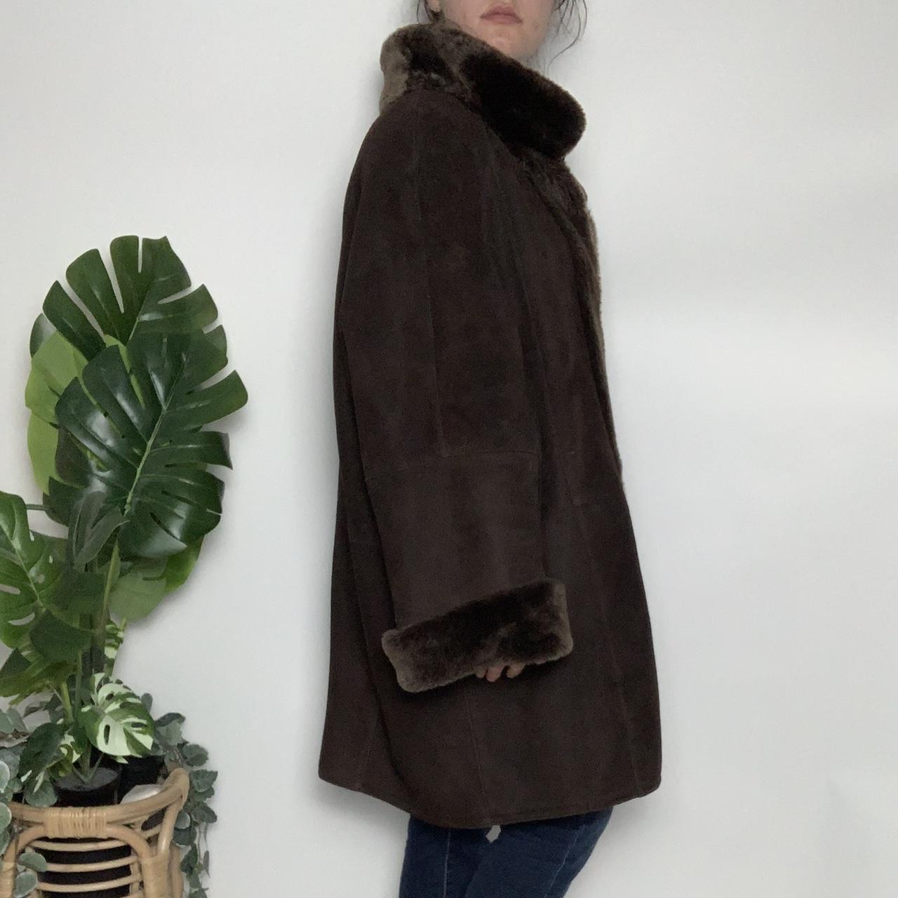 Vintage 90s deadstock brown real sheepskin Afghan Penny Lane coat