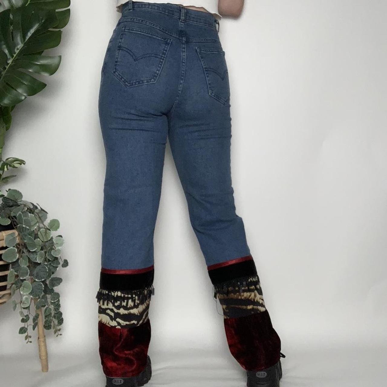 90s vintage high waist jeans with velvet bottoms