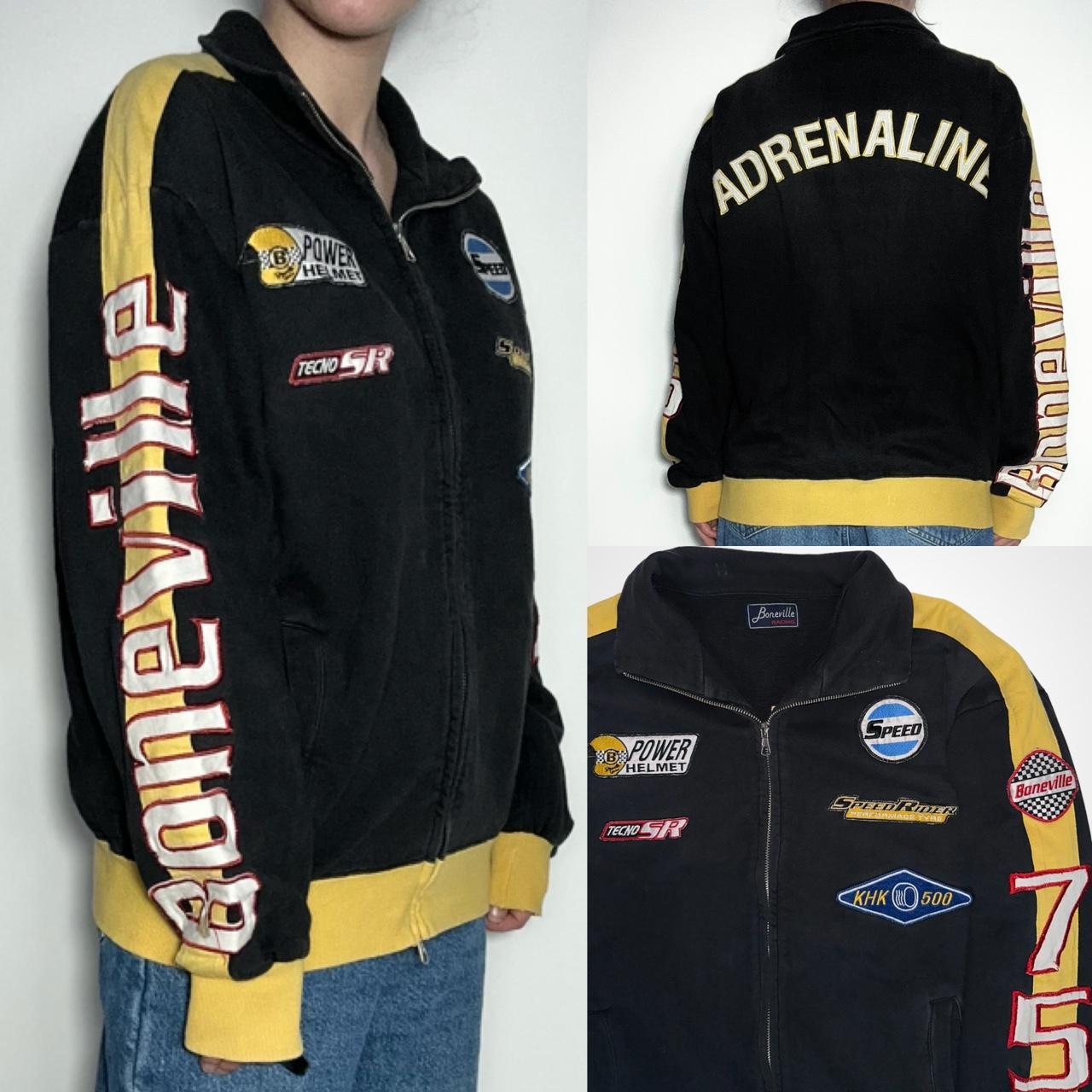 Vintage 90s Boneville Racing Nascar-style black/yellow racing track jacket