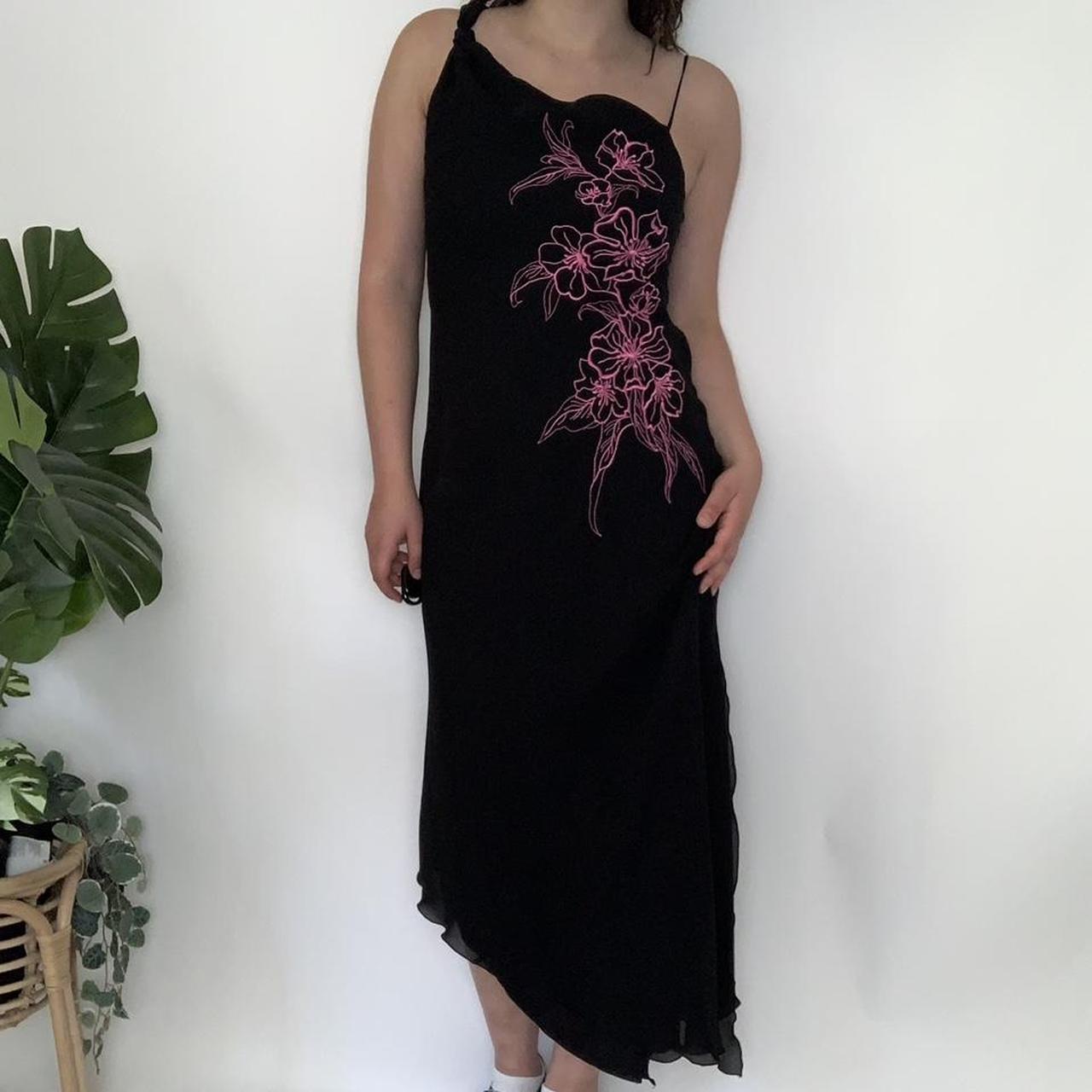 HOLIDAY HEATWAVE 🌴 Vintage y2k asymmetrical Bay black/pink maxi evening dress