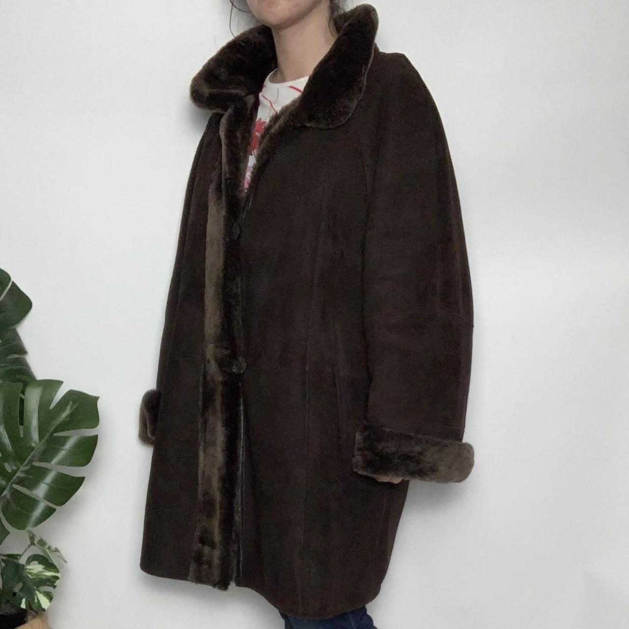 Vintage 90s deadstock brown real sheepskin Afghan Penny Lane coat