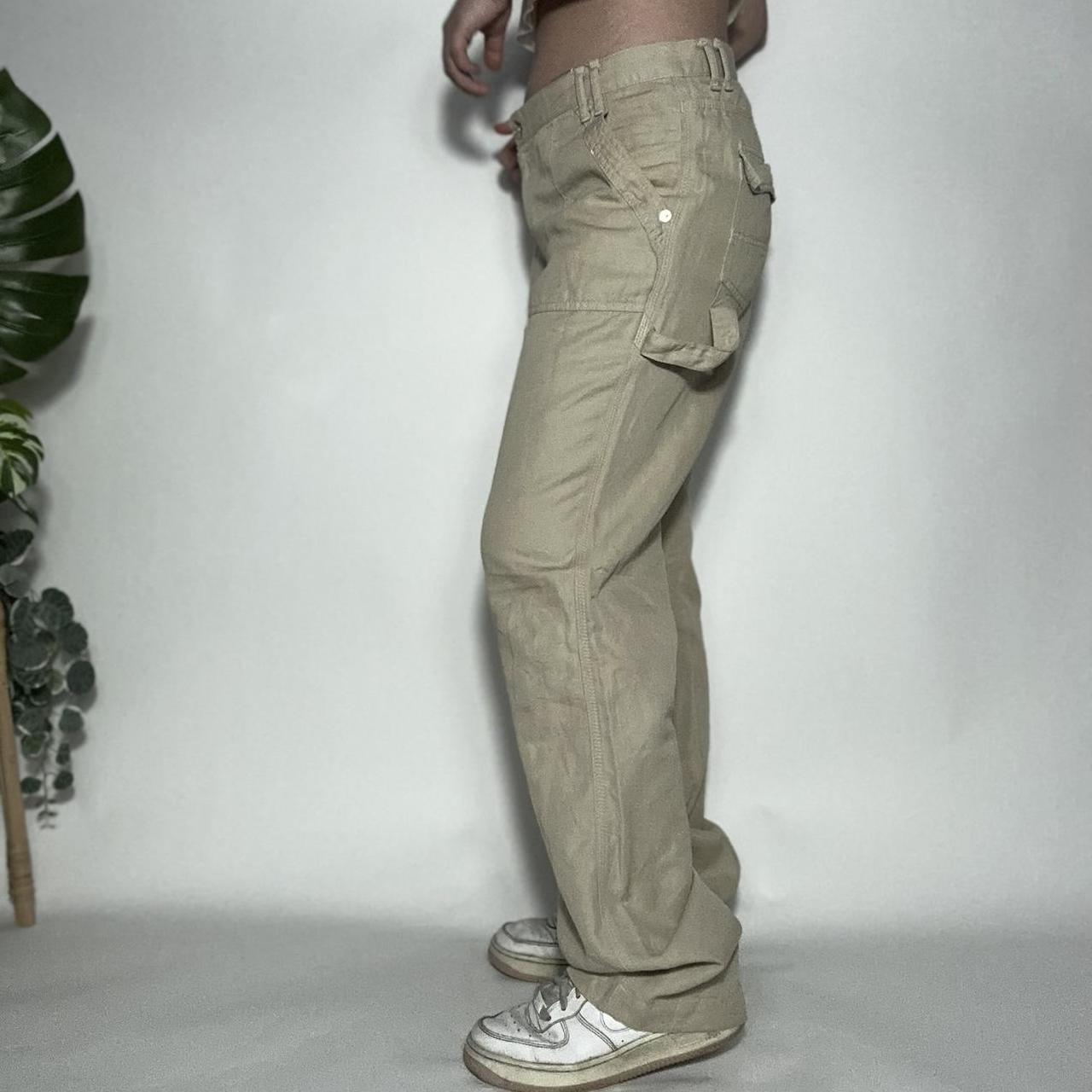 Vintage 90s high-waisted wide-leg tan cargoes