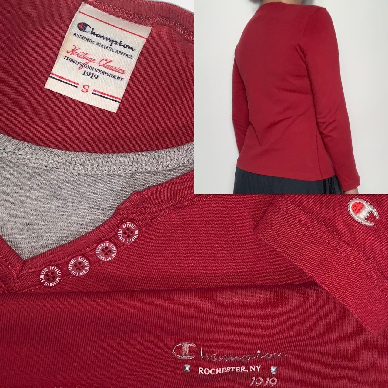 Vintage 90s old label Champion red v-neck long-sleeved t-shirt