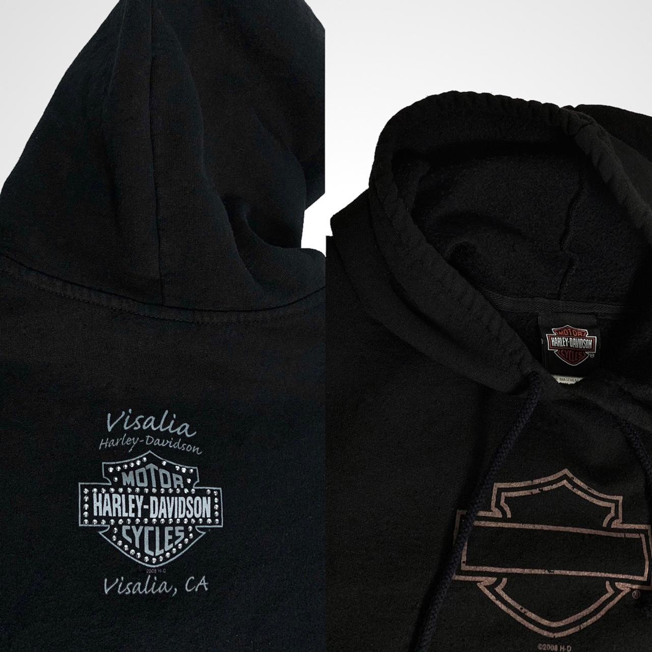 Vintage y2k Harley Davidson black hoodie with diamante detailing