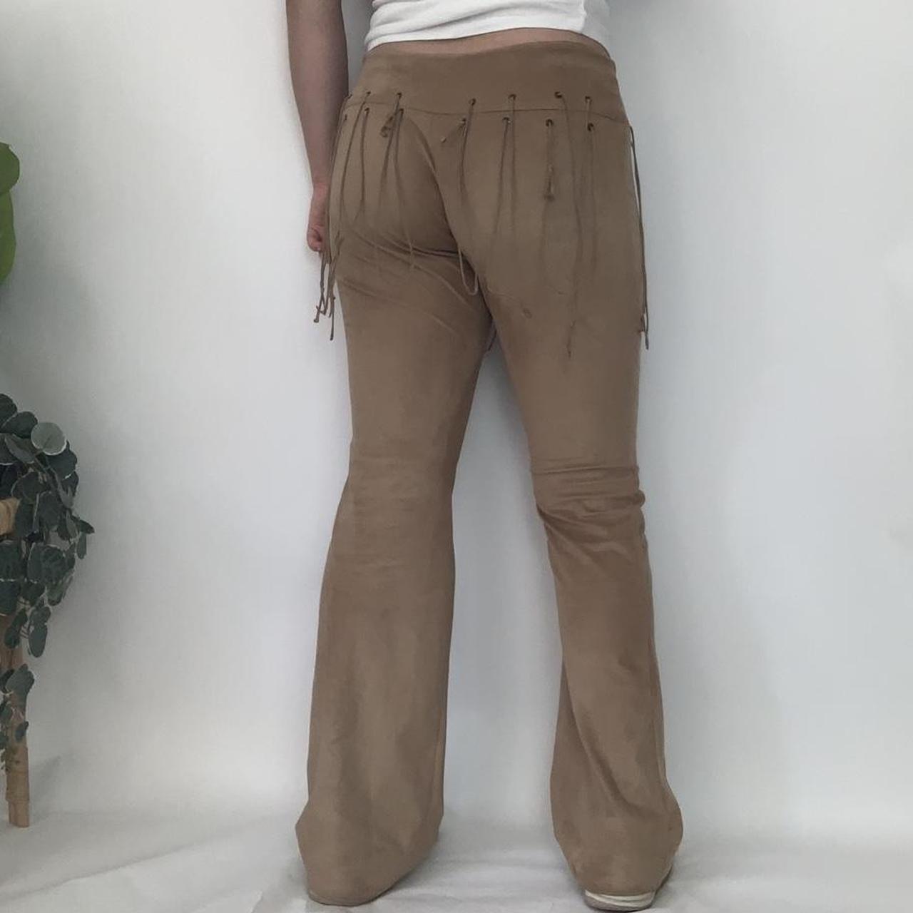 Y2K COOL GIRL 🧞‍♀️ vintage y2k tan suede flared trousers with fringe
