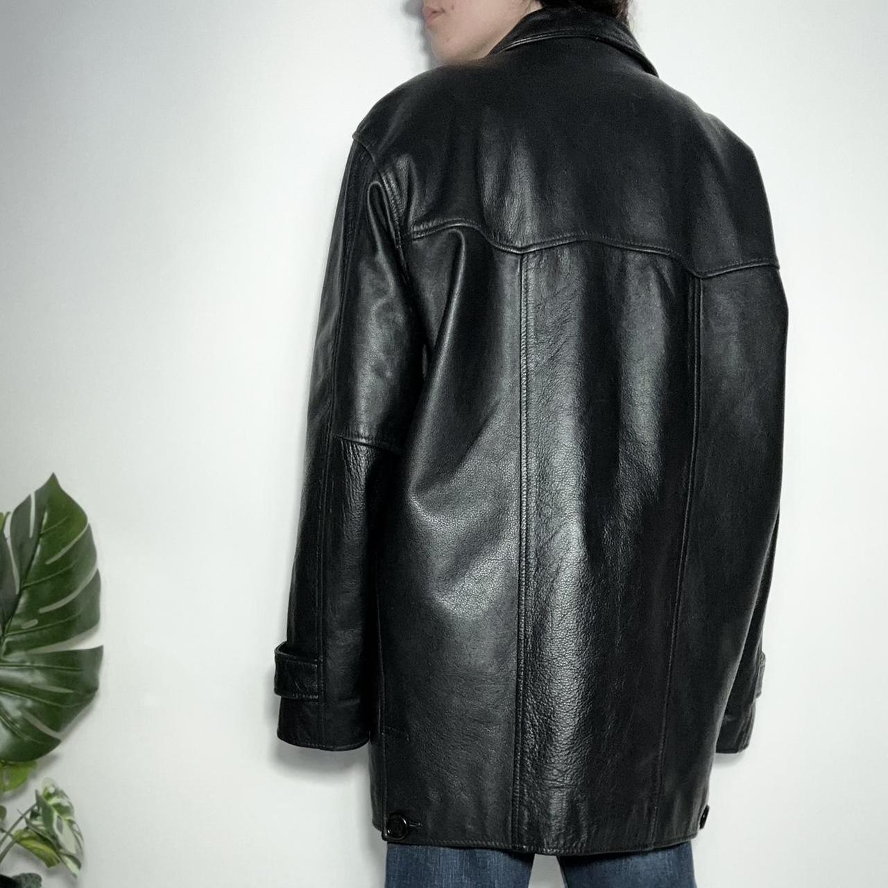 Vintage 90s black oversized leather blazer jacket