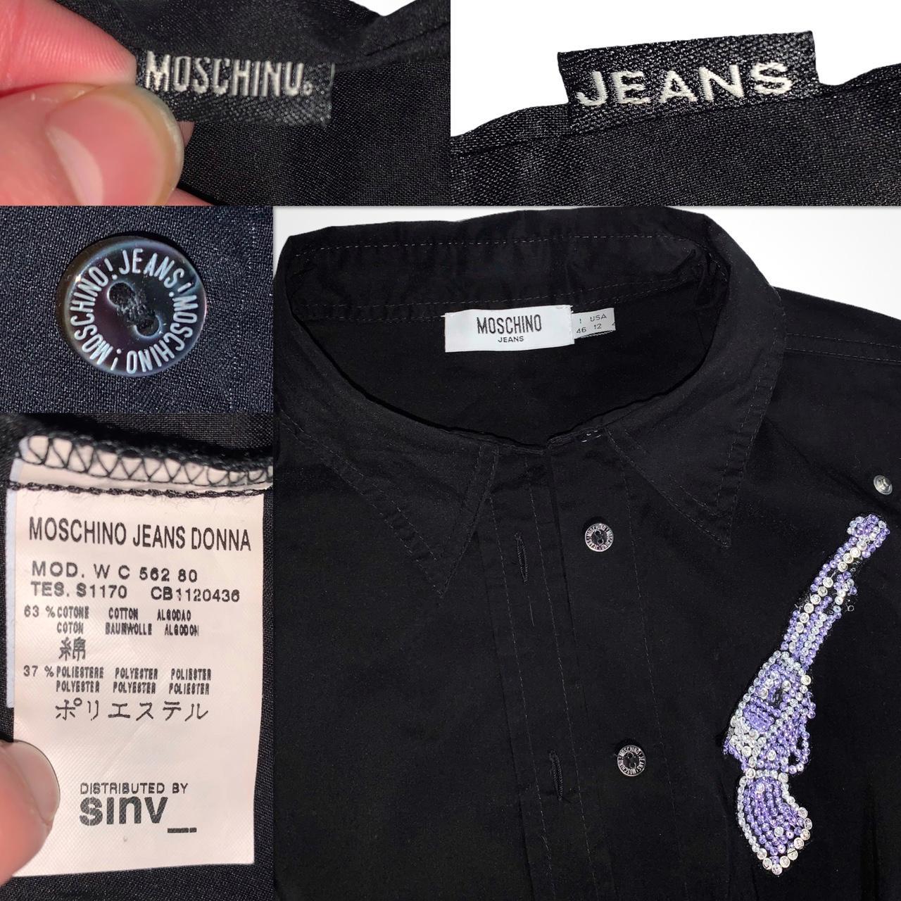 Vintage Moschino Jeans deadstock y2k long sleeved shirt with gun detail