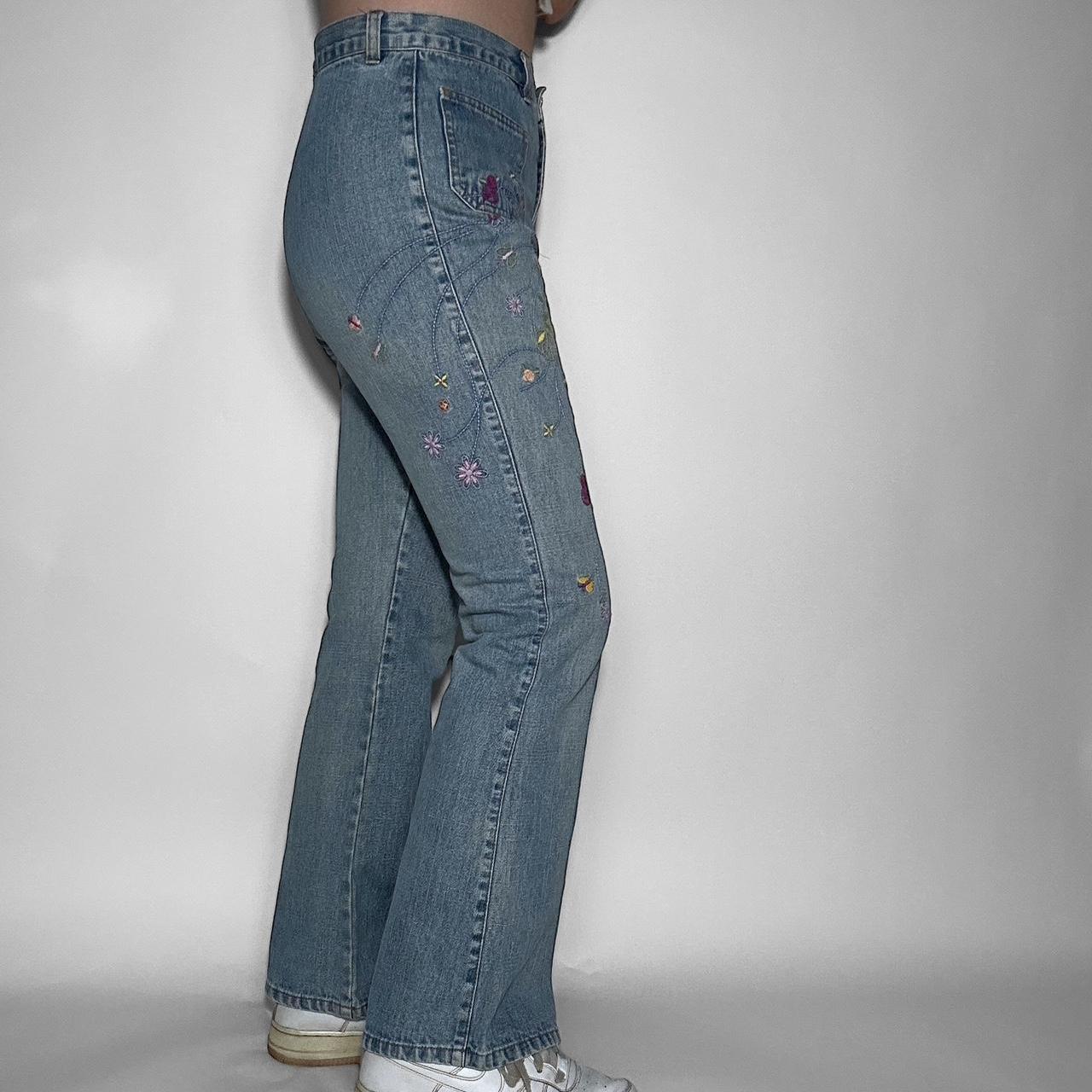 Vintage y2k embroidered light wash bootcut jeans