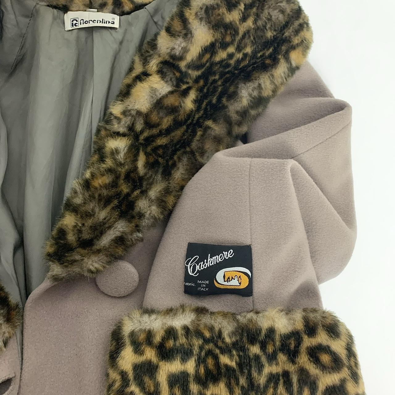 Vintage 90s deadstock Niorenlina cashmere tan coat with fur trim