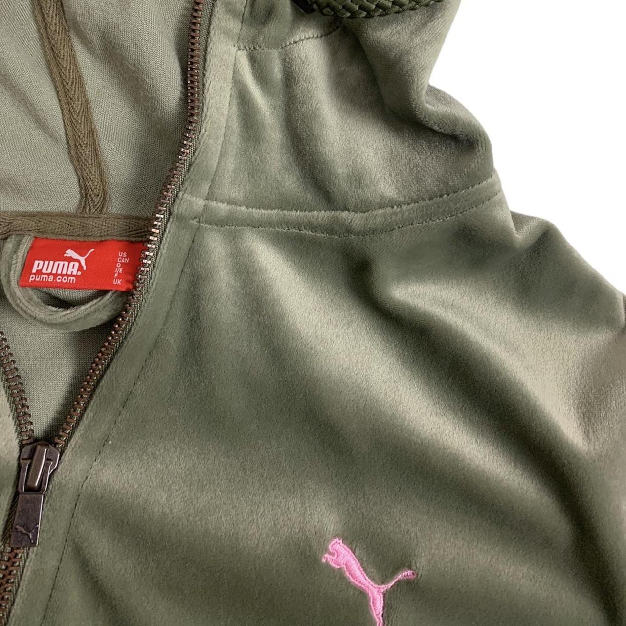 Rare Puma vintage 90s green velour zip-up hoodie