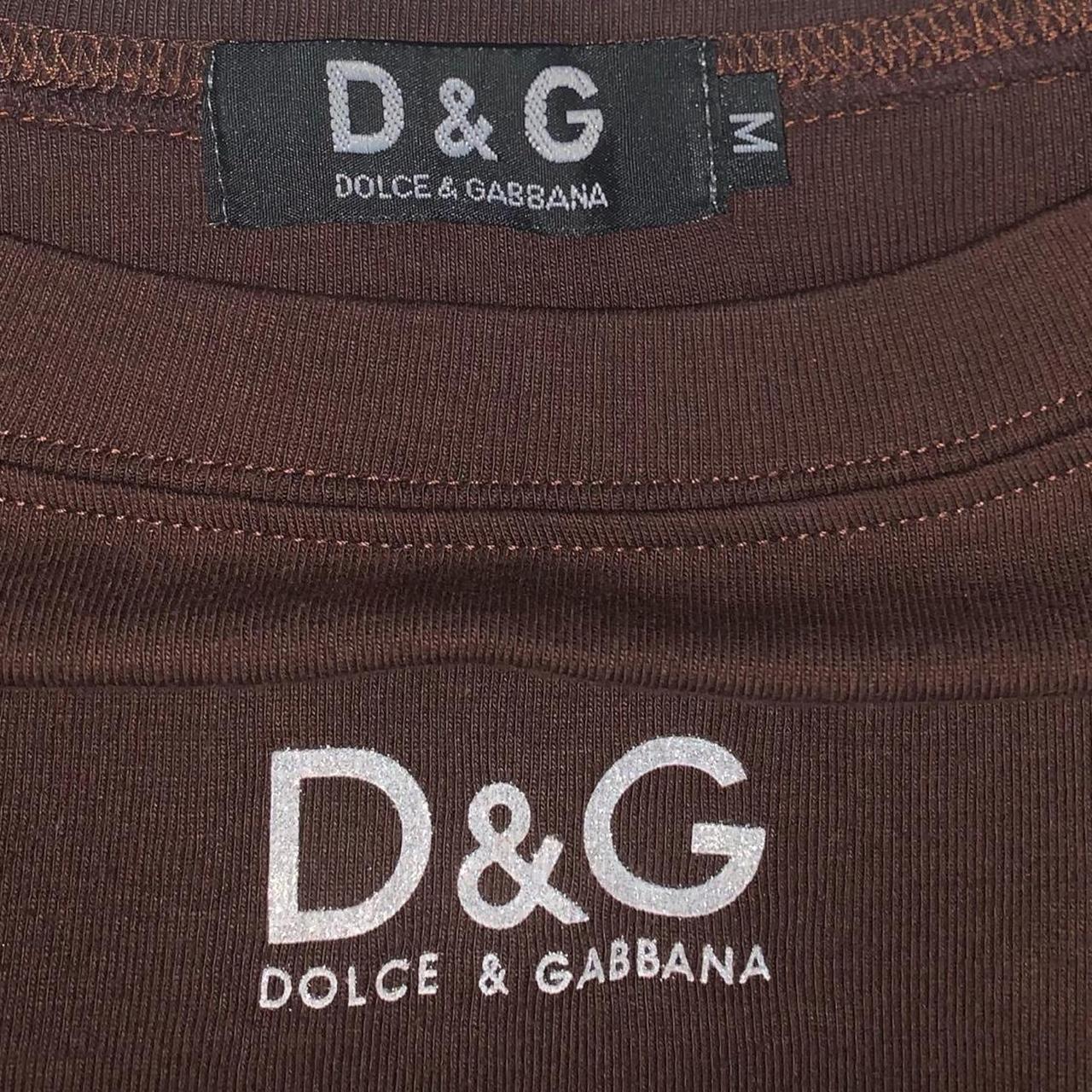 Vintage D&G y2k Dolce & Gabbana brown sparkle logo baby tee