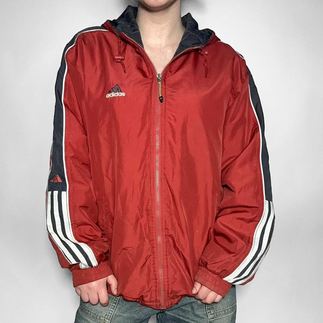 Vintage 90s Adidas red zip up streetwear windbreaker jacket