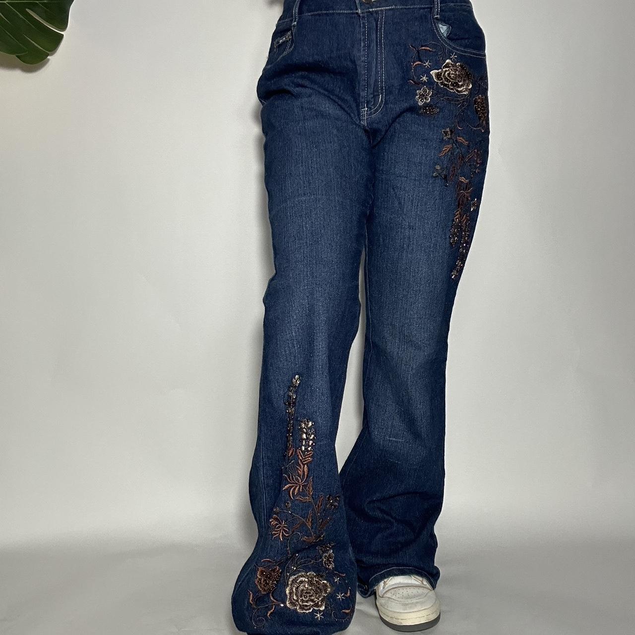 Vintage 90s embroidered floral bootcut jeans