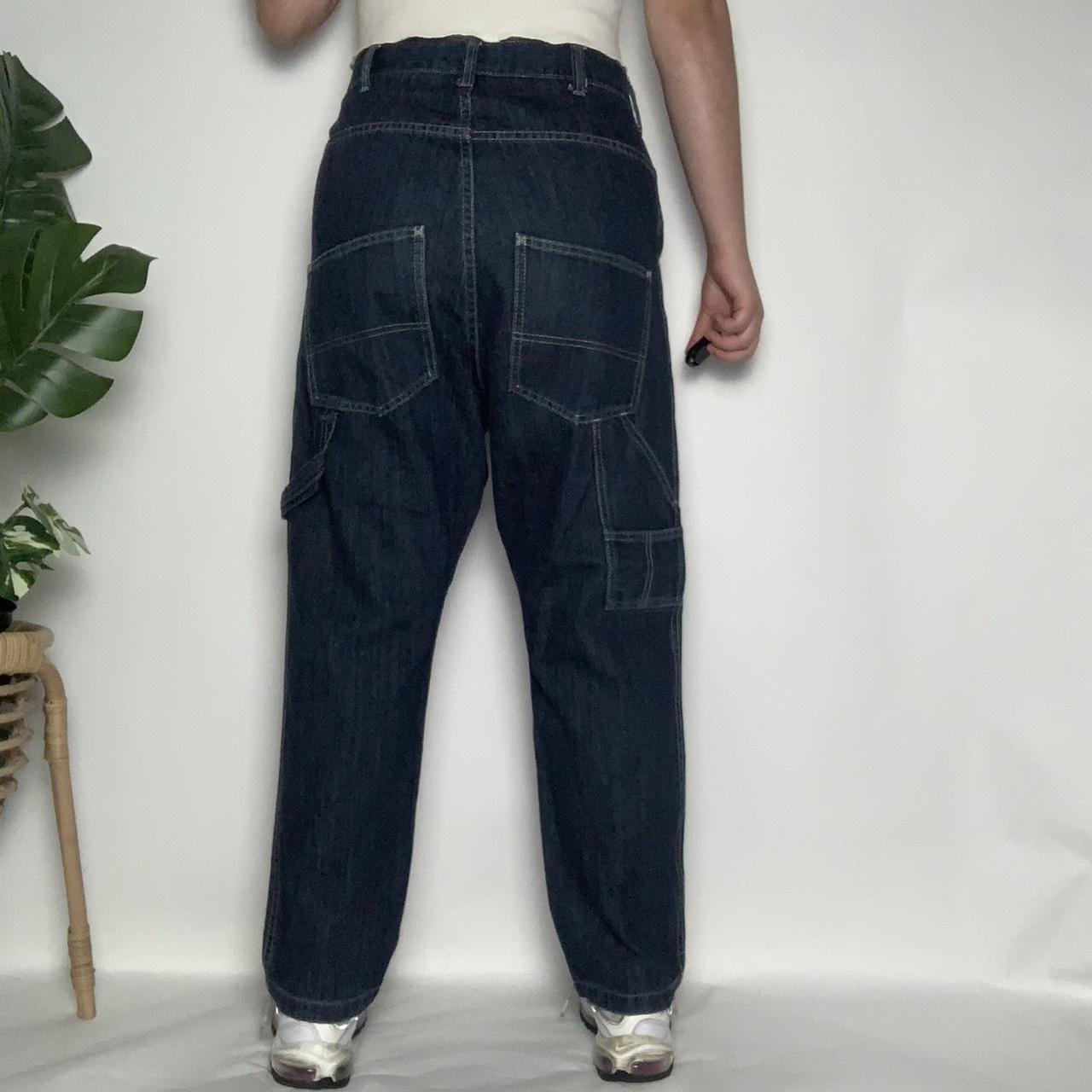 Vintage 90s deadstock rapper style dark wash cargo jeans