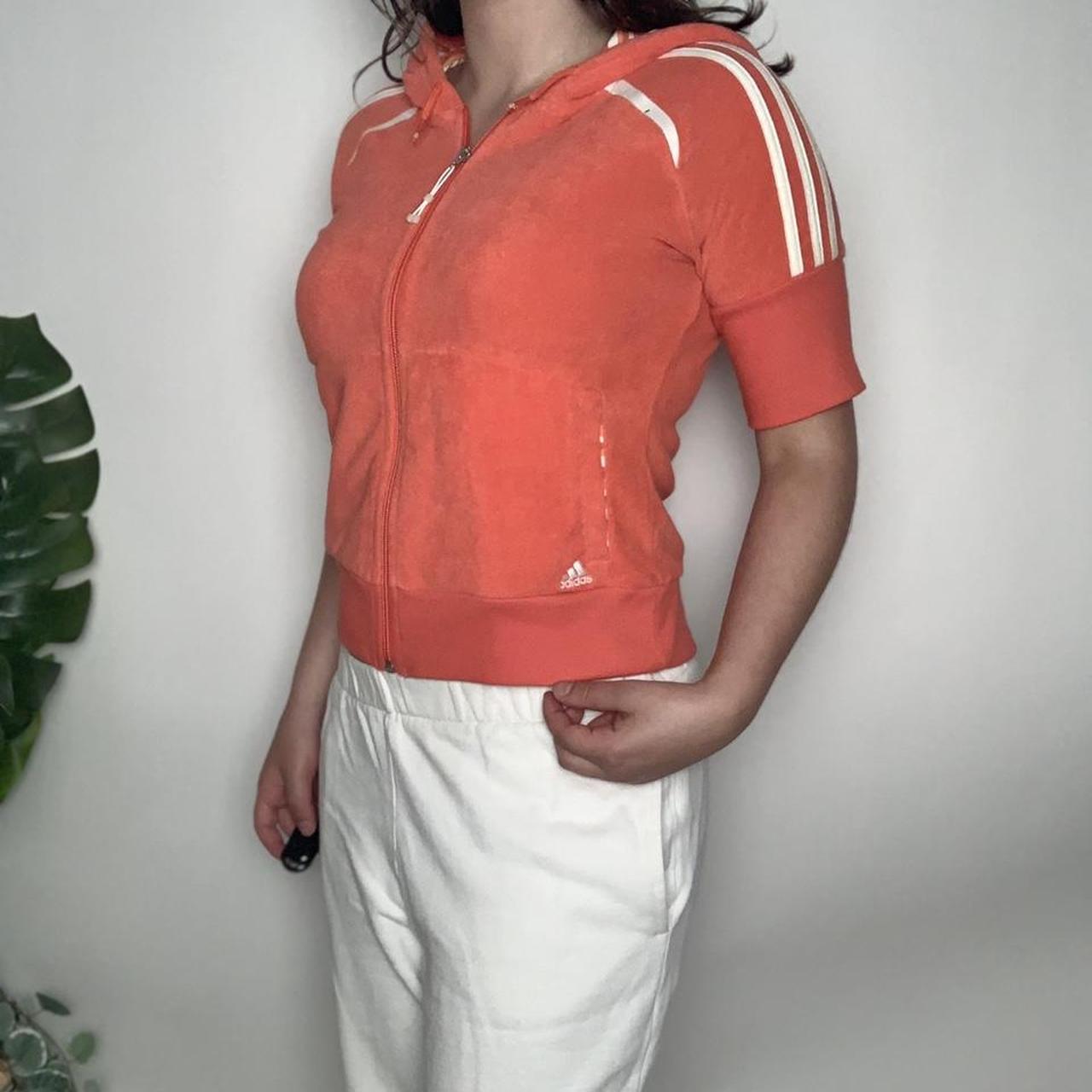 HOLIDAY HEATWAVE 🌴 Adidas vintage y2k orange short-sleeved velour hoodie
