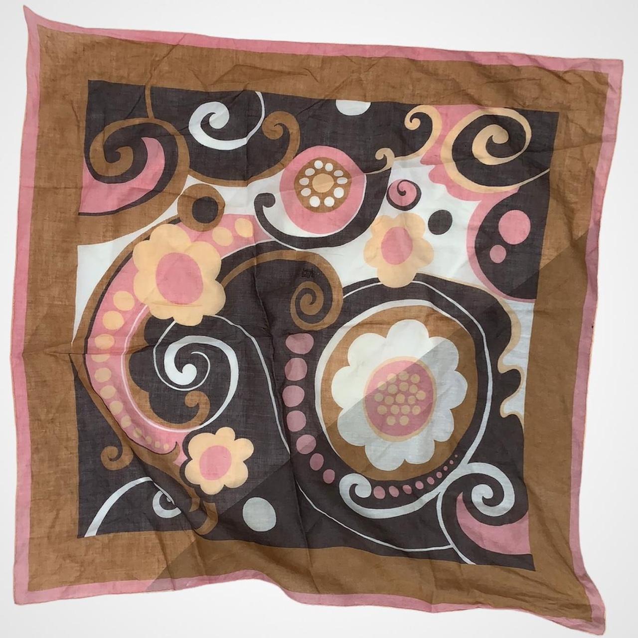 Baby pink and brown vintage floral scarf top
