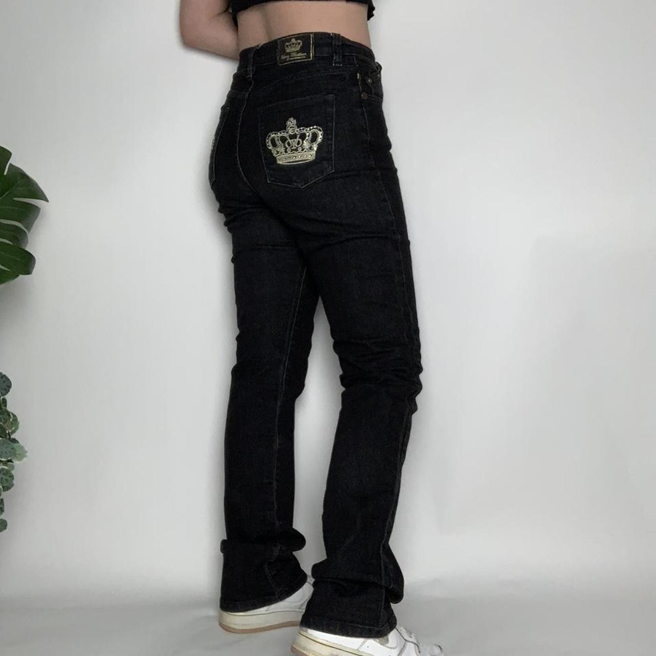 Victoria Beckham x Rock and Republic Vintage y2k black rhinestone crown Jeans