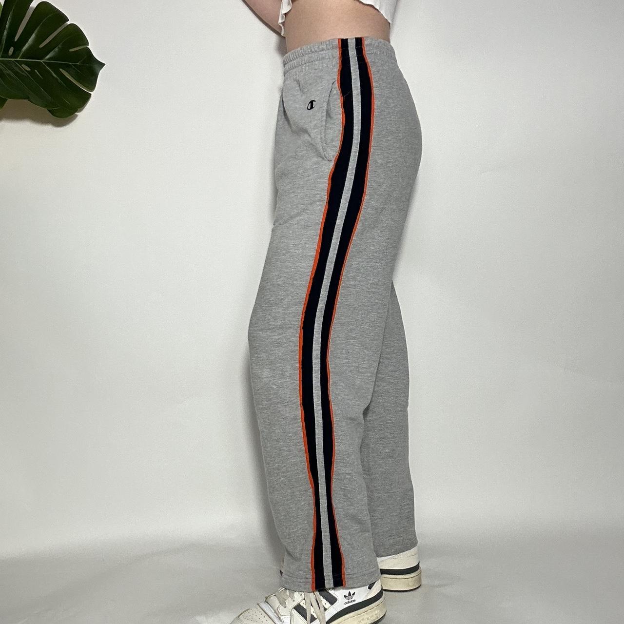 Vintage 90s Champion grey wide leg stripe track pants