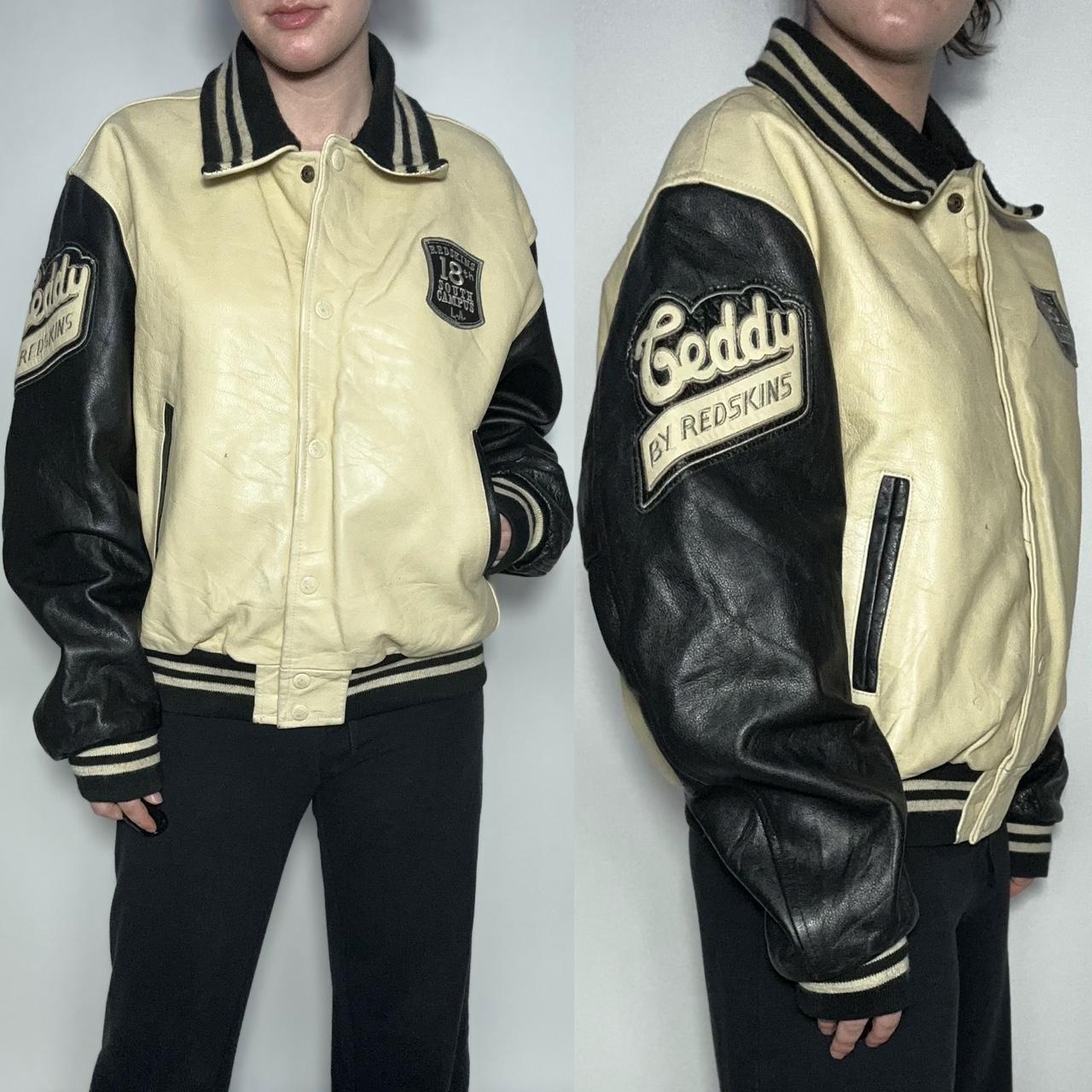 Vintage 90s Redskins leather bomber varsity jacket