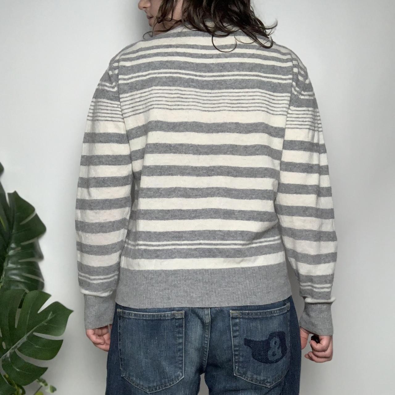 Vintage y2k North Sails grey and white striped knitted jumper