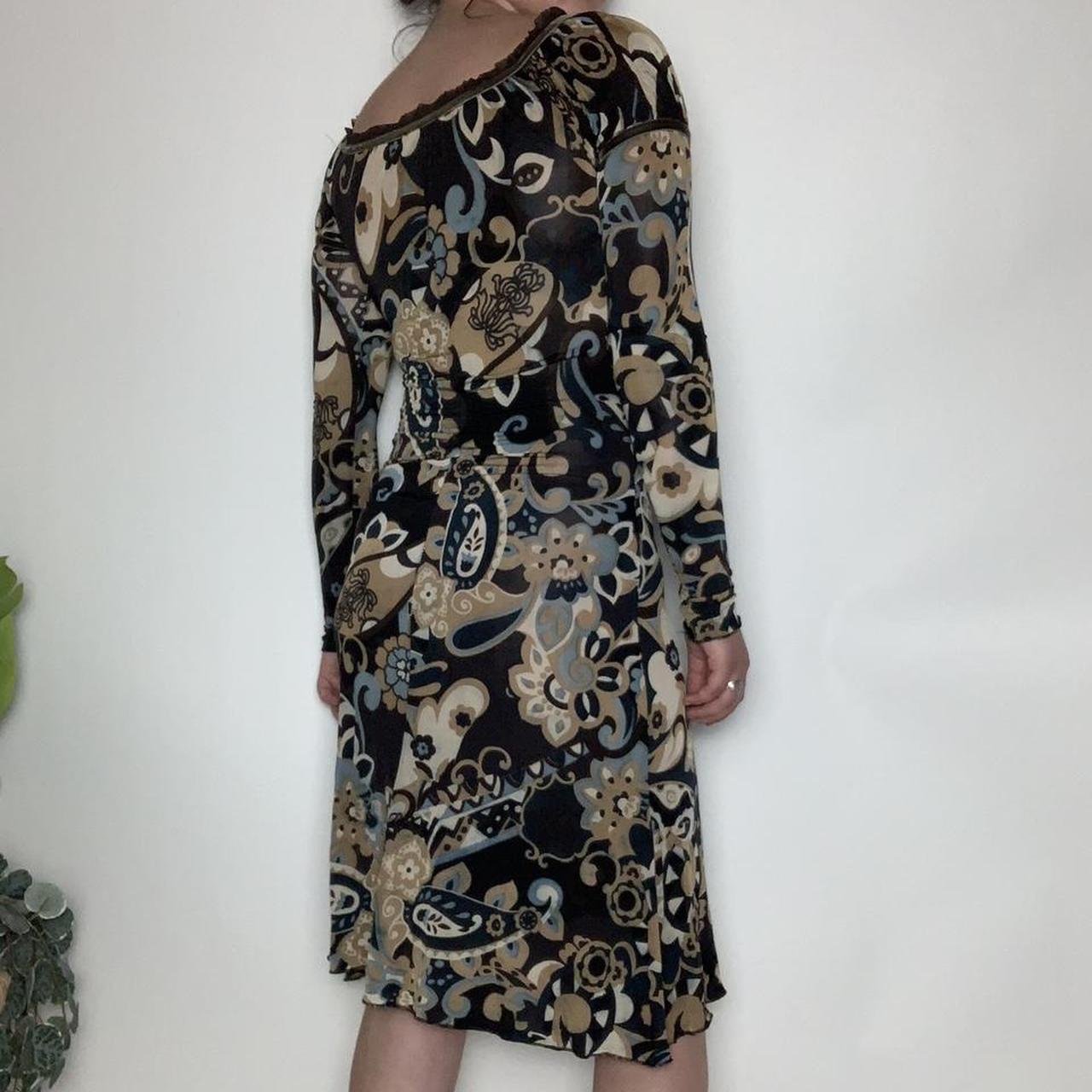 Y2K COOL GIRL 🧞‍♀️ vintage y2k brown floral midi bodycon dress