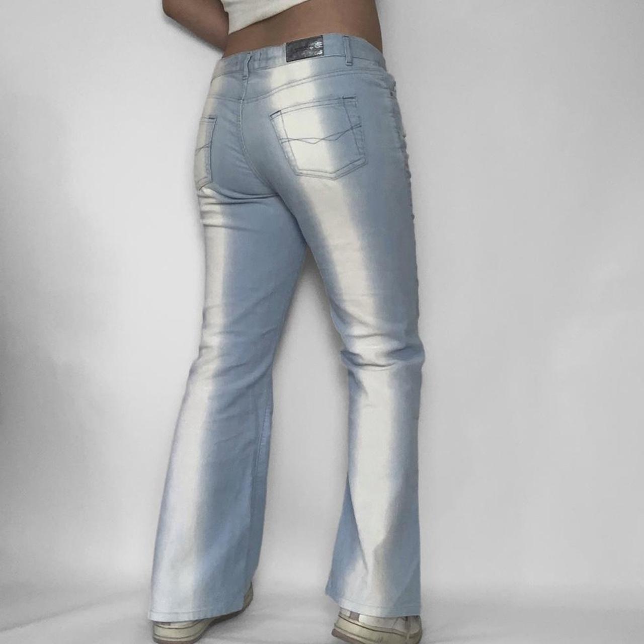 Y2K COOL GIRL 🧞‍♀️ vintage y2k River Island blue and white tie-dye bootcut jeans