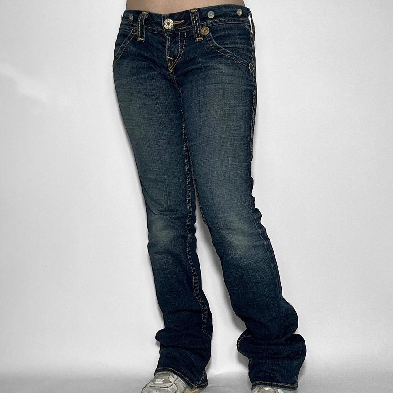 Vintage True Religion y2k dark wash distressed bootcut jeans