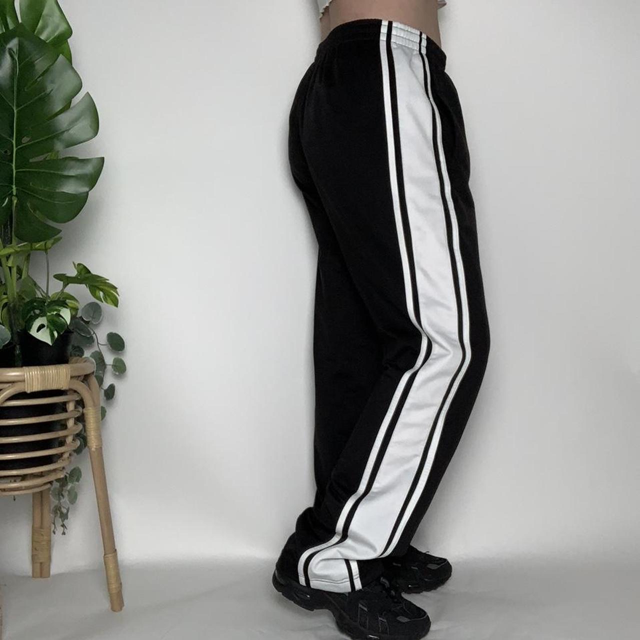 Adidas 90s high waisted popper track pants jogging sweatpants trackpant vintage  retro black white size M colorblock street style streetwear