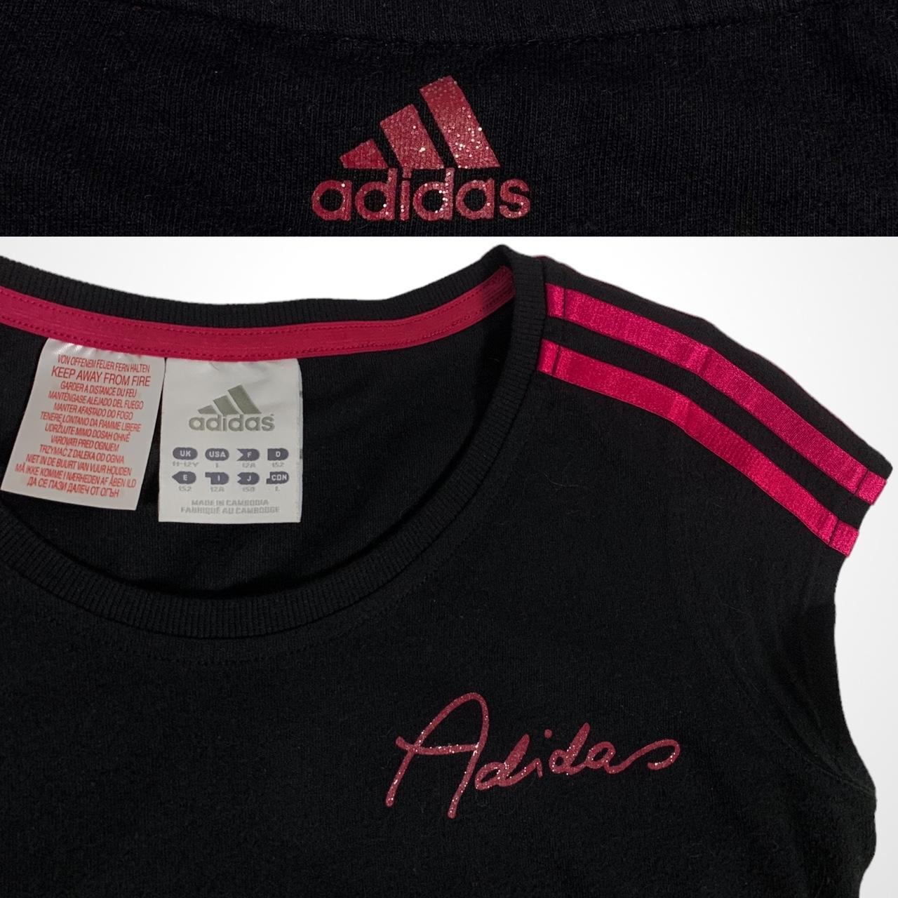 Vintage y2k Adidas black baby tee with pink stripes