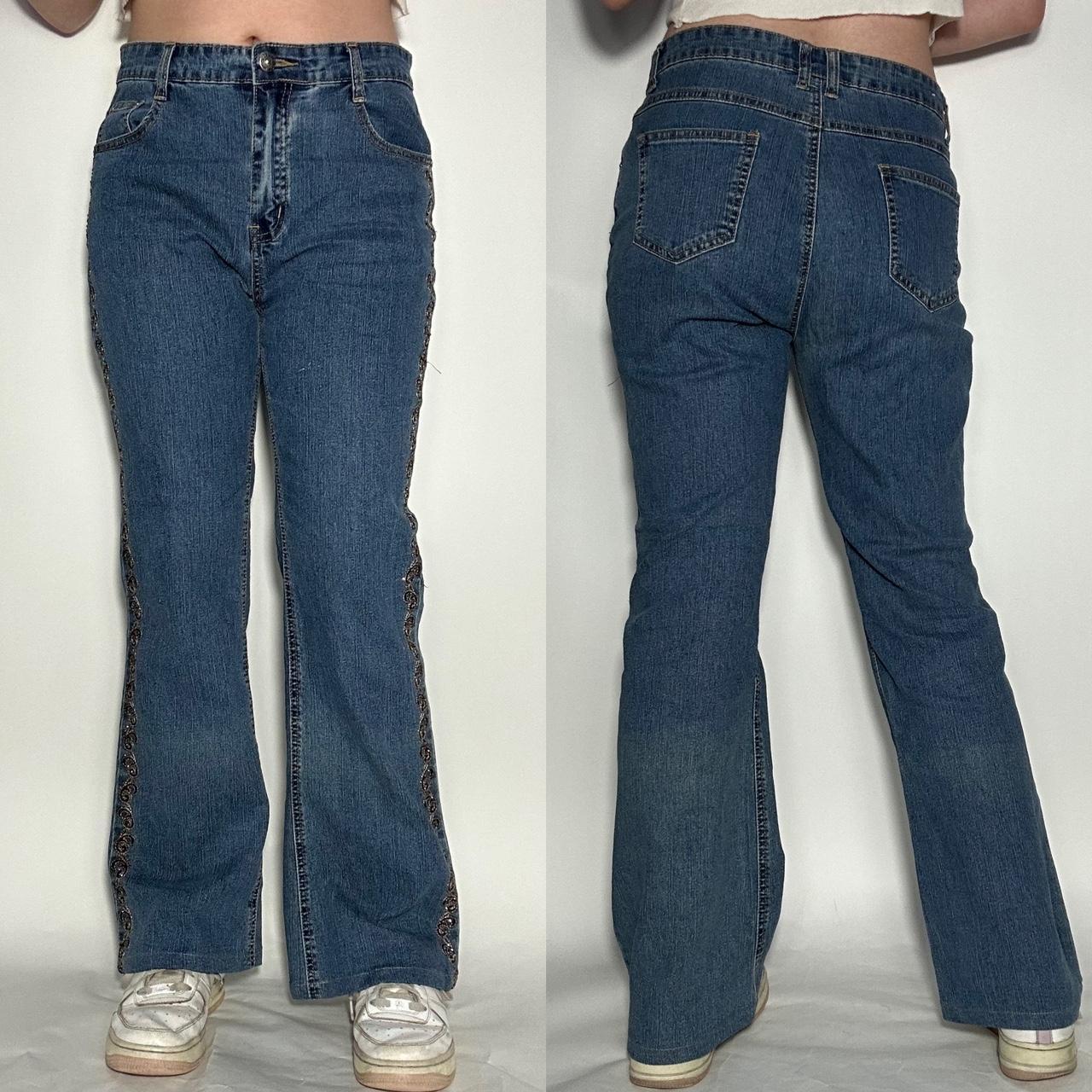 Vintage COS y2k flared denim jeans with paisley embroidery