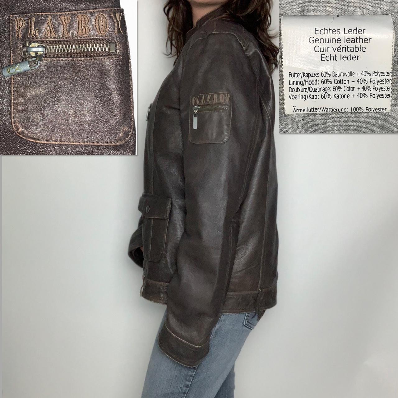 Vintage y2k Playboy real leather motorcycle jacket