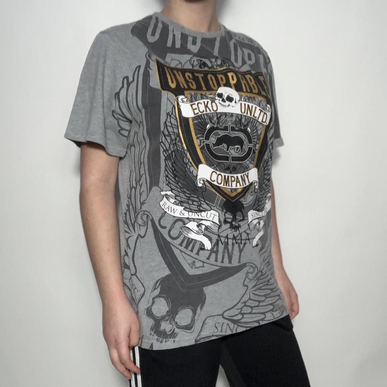 Ecko Unlimited grey graphic gothic print t-shirt
