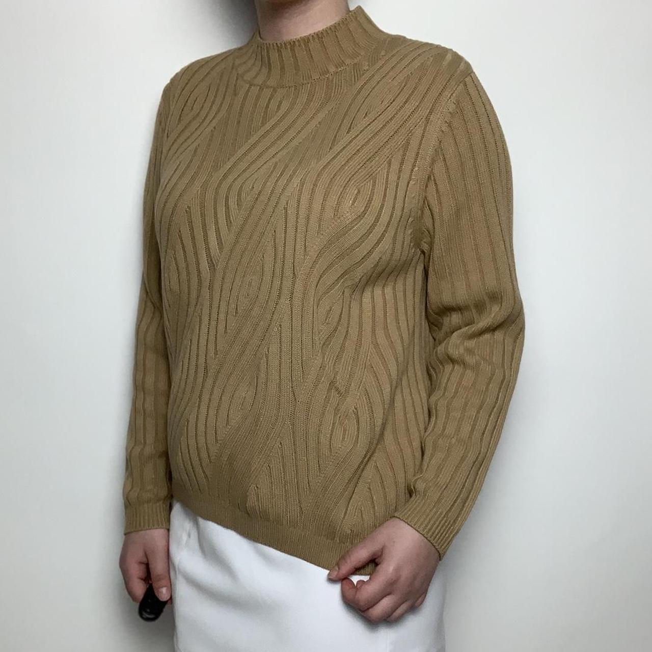 Vintage y2k tan cable-knit high neck jumper