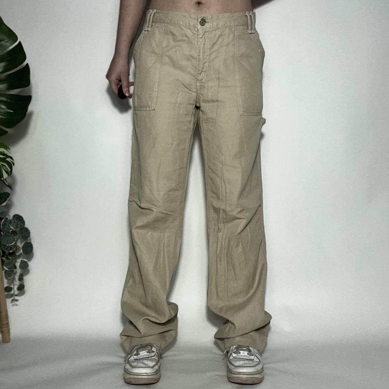 Vintage 90s high-waisted wide-leg tan cargoes