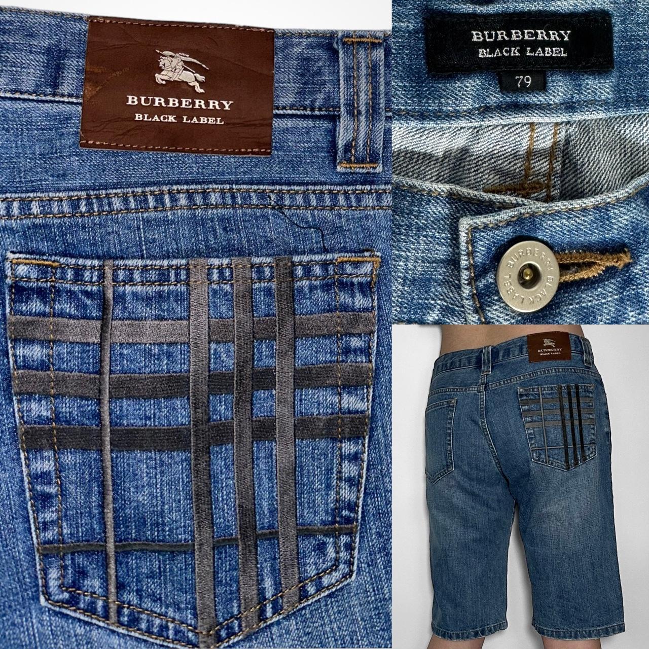 Vintage 90s Burberry Black Label denim Bermuda shorts with nova check pocket