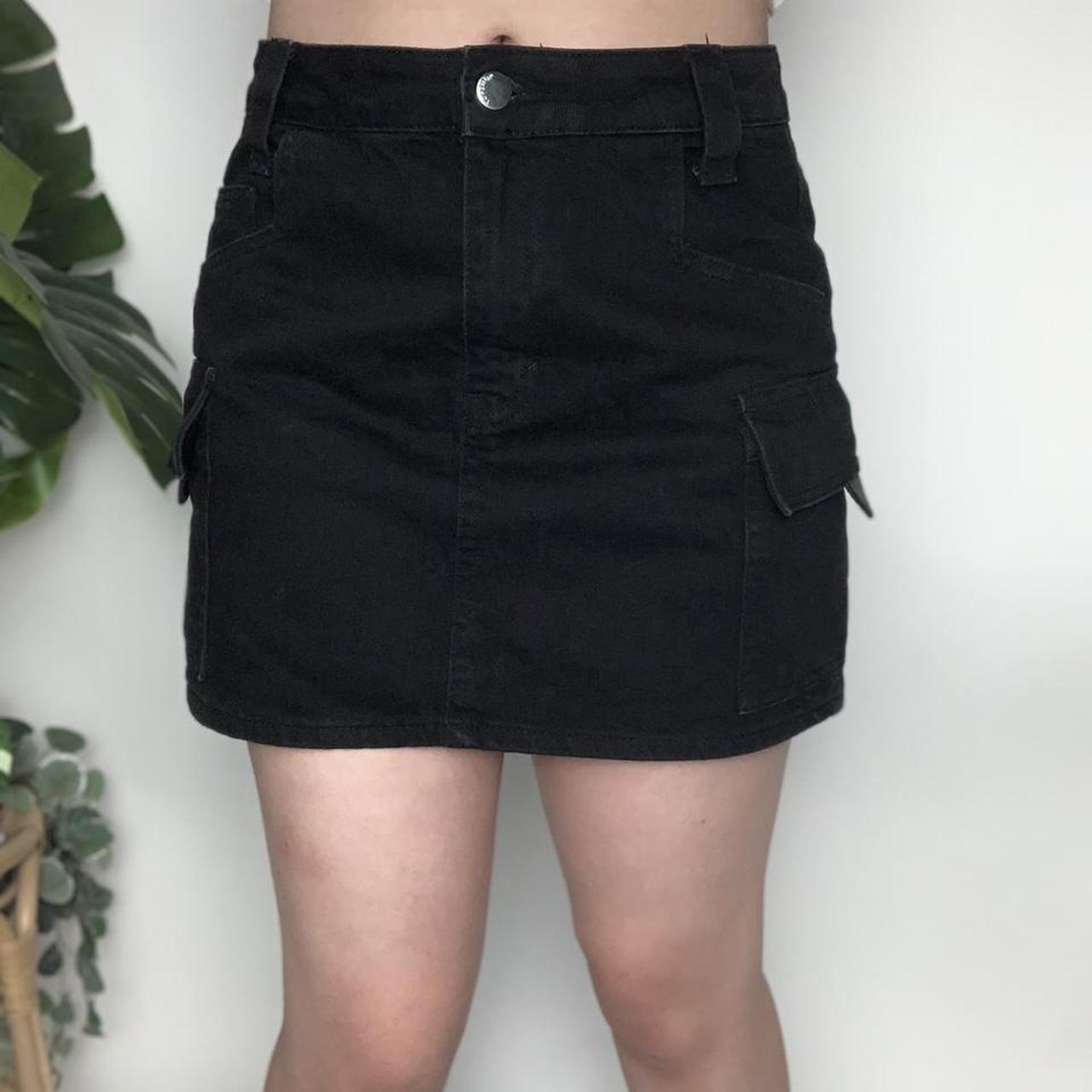 Topshop black store denim mini skirt