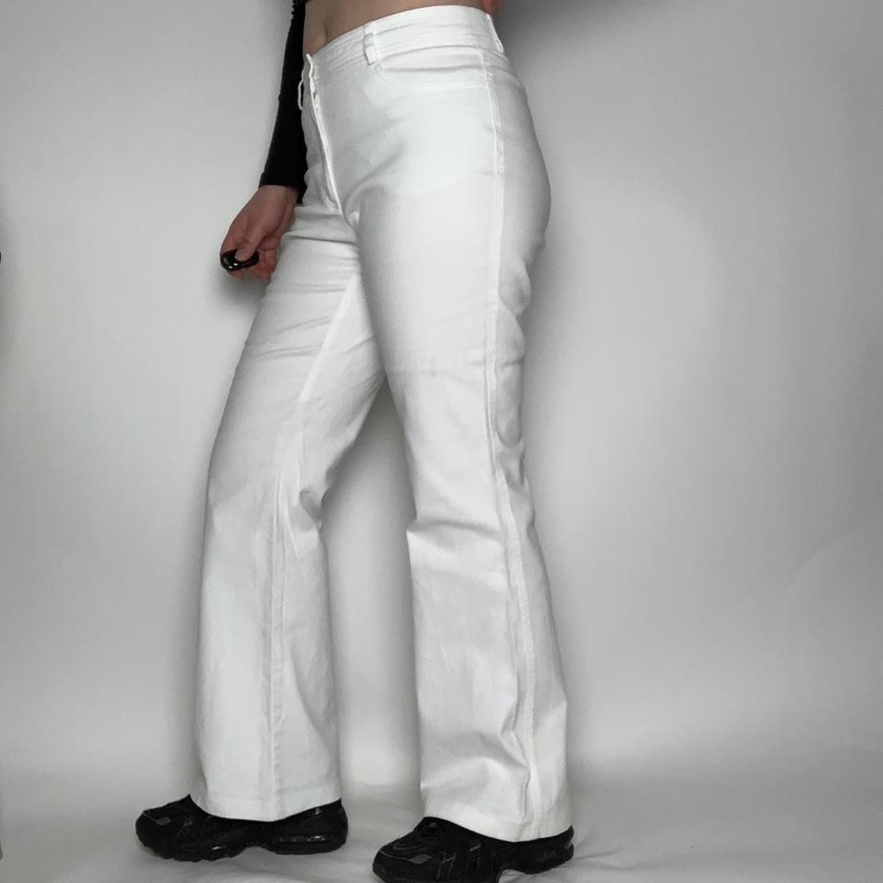 Vintage y2k white low-waisted linen flared trousers