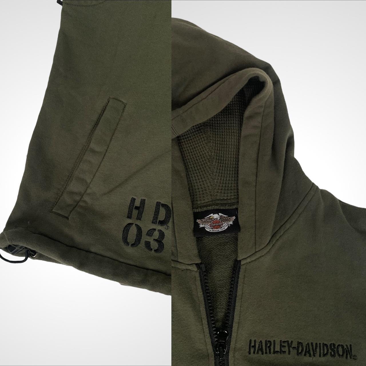 Harley Davidson vintage unisex khaki zip-up hooded gilet