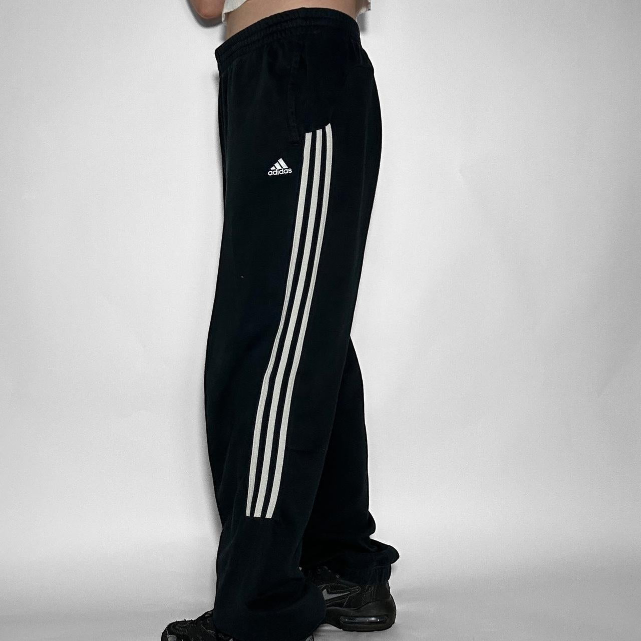 Vintage Adidas unisex black and white 90s baggy track pants