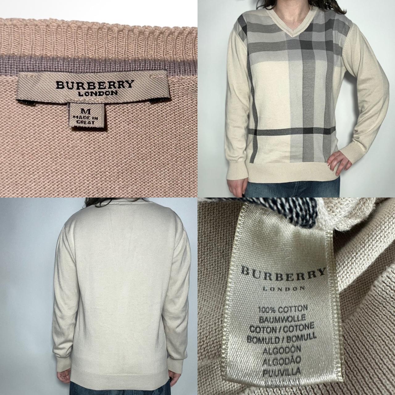 Vintage 90s Burberry nova check v-neck jumper
