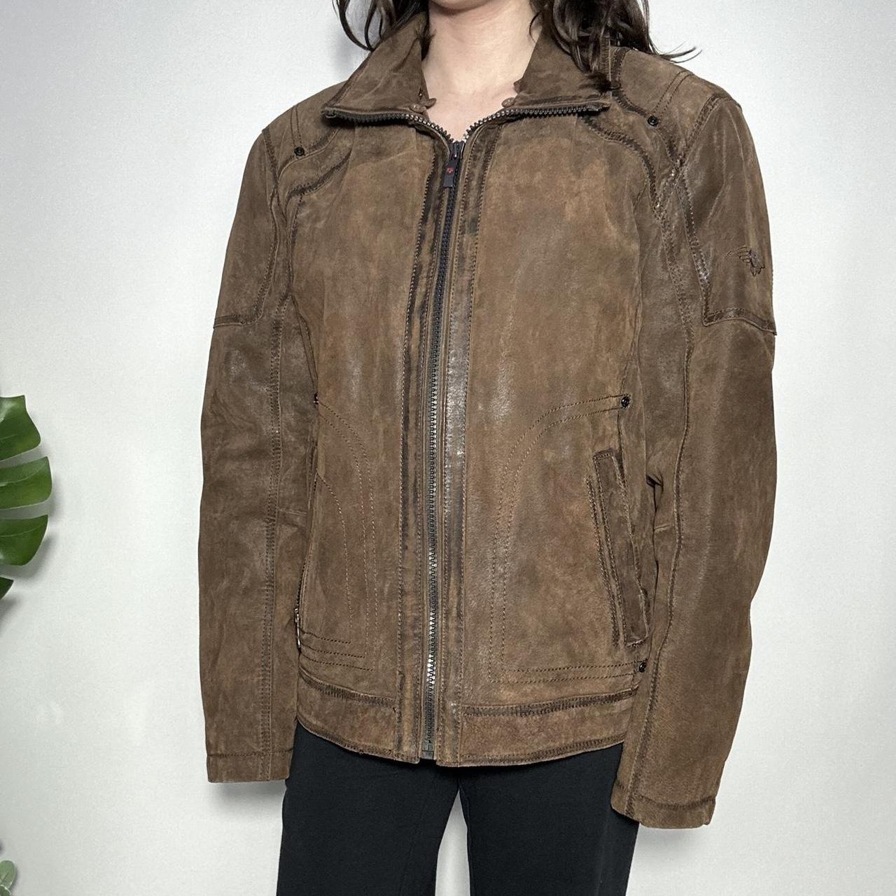 Vintage 90s chocolate brown leather motorcycle jacket